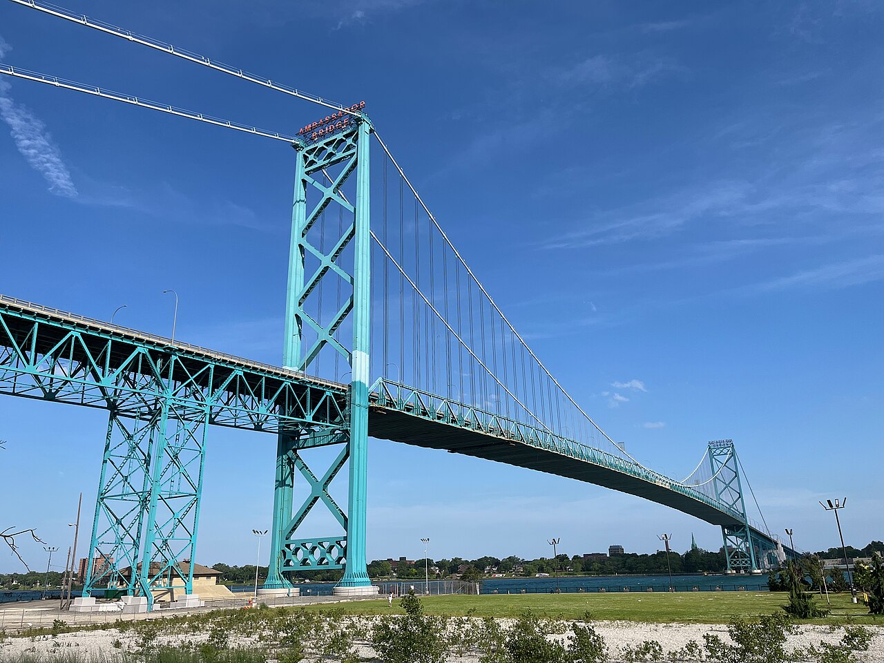 The Ambassador Bridge between Detroit and Windsor