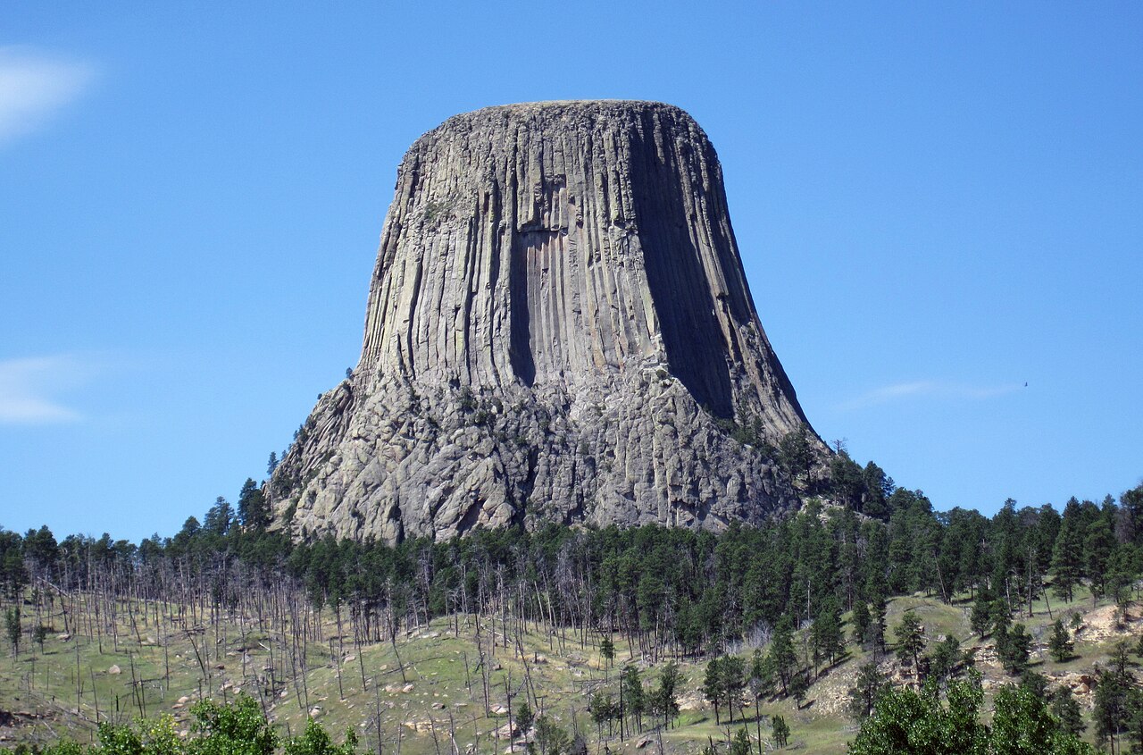 Devils Tower rising above the Wyoming plains