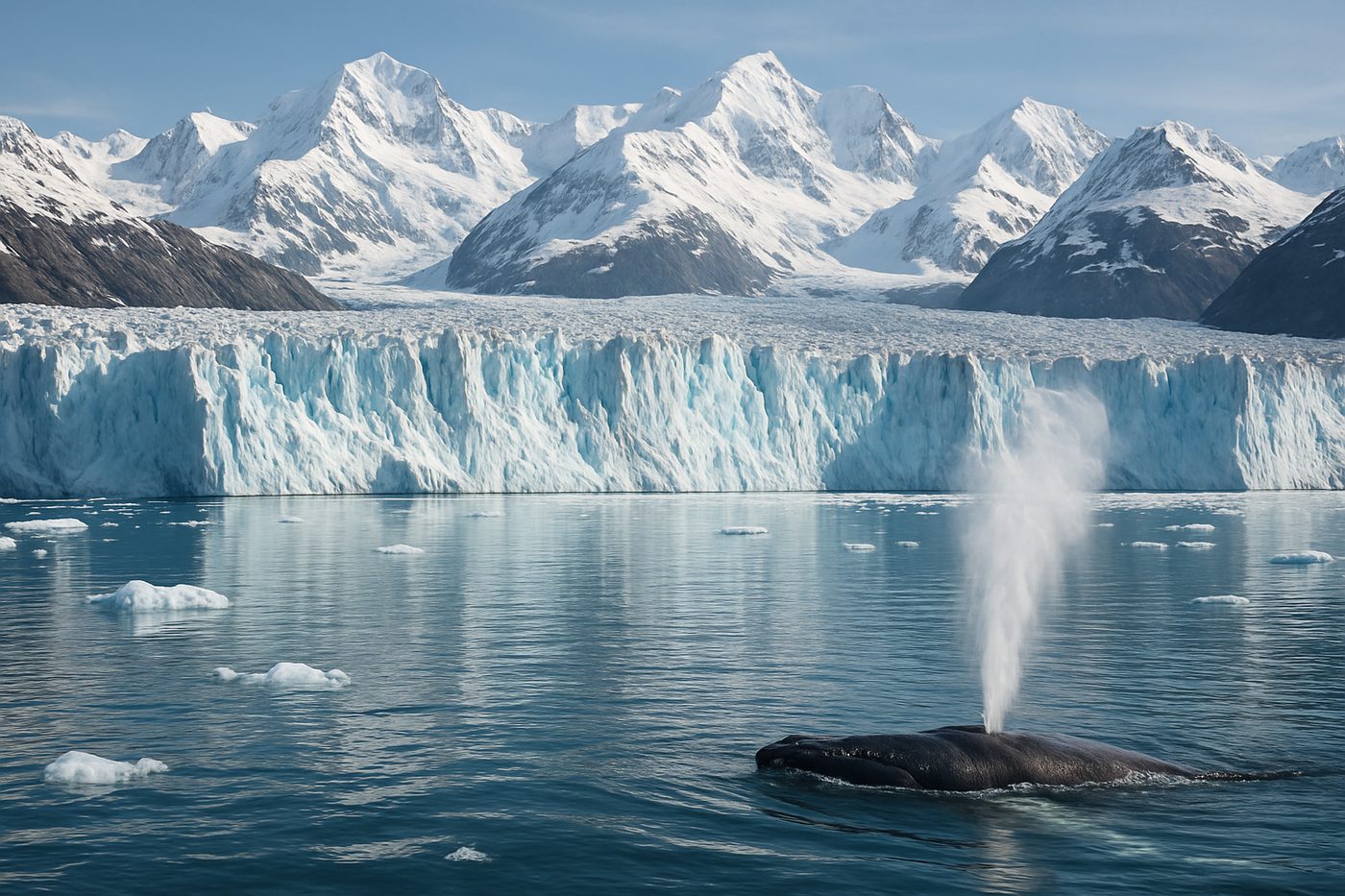 Tidewater glacier calving into the fjord at Glacier Bay National Park