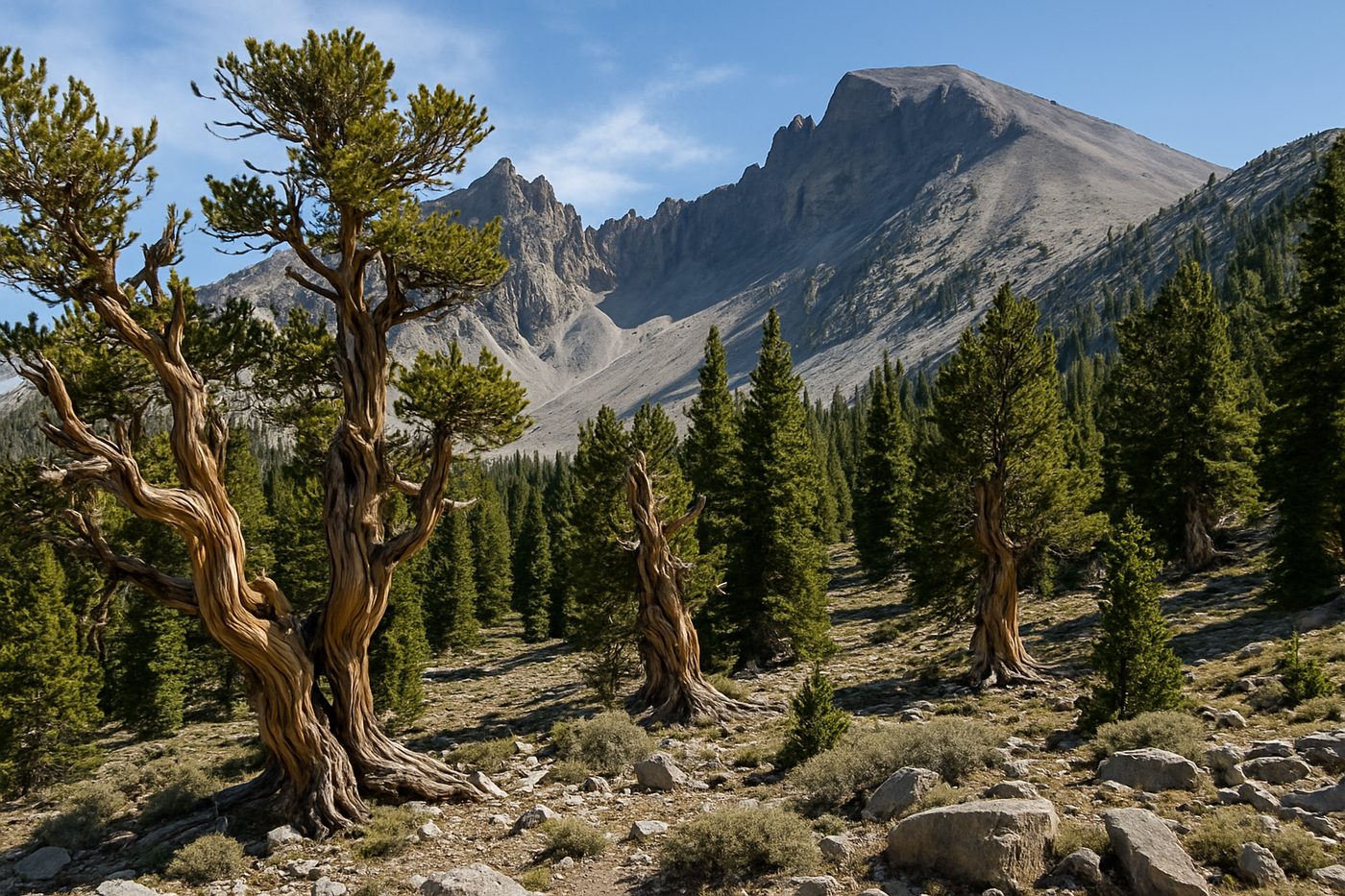 Ancient bristlecone pines below Wheeler Peak