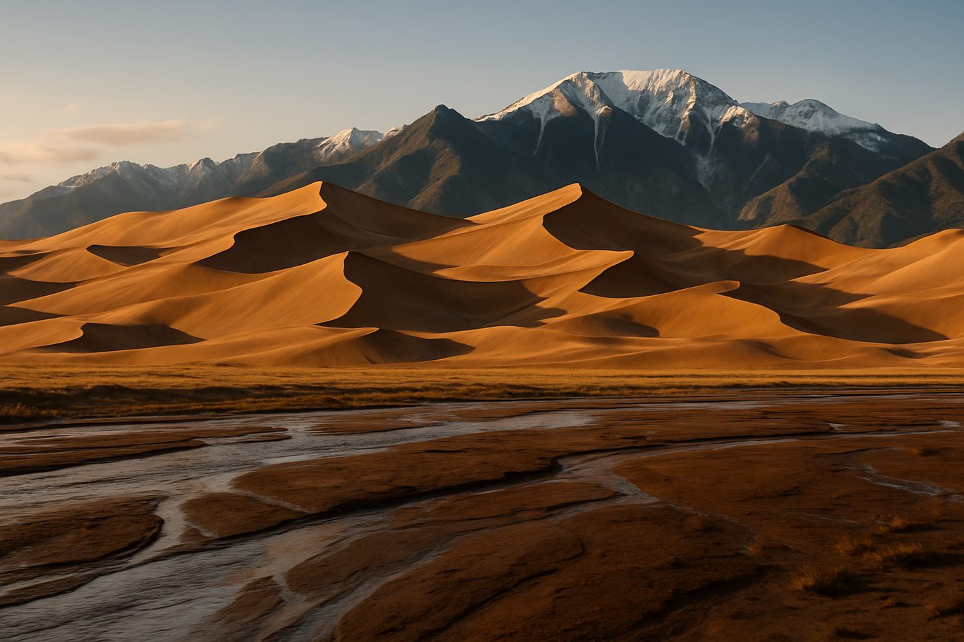 Sand dunes below the Sangre de Cristo Mountains at Great Sand Dunes National Park
