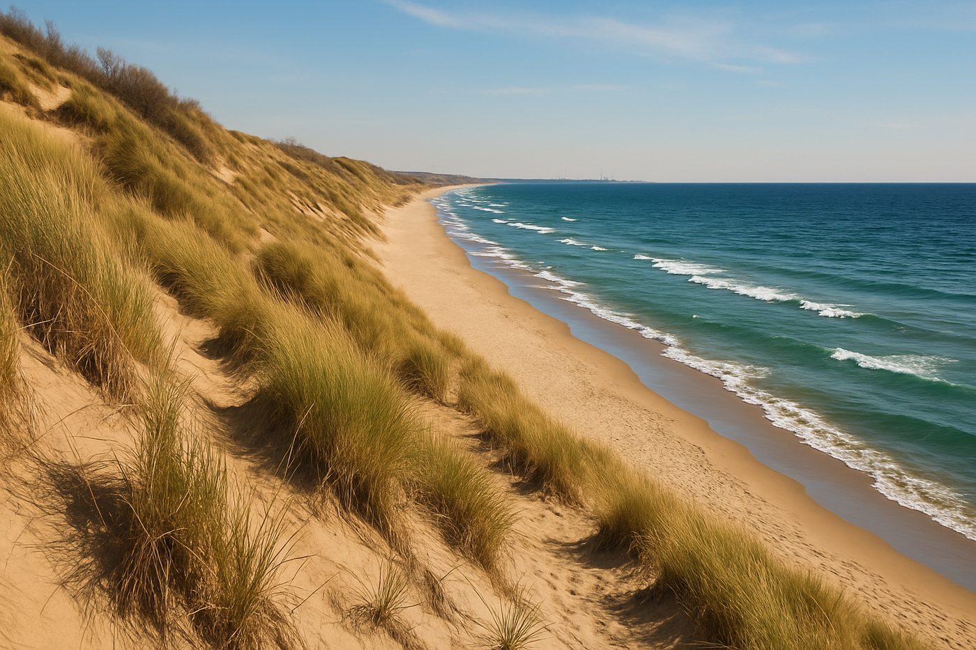 Dunes and beach along Lake Michigan at Indiana Dunes National Park