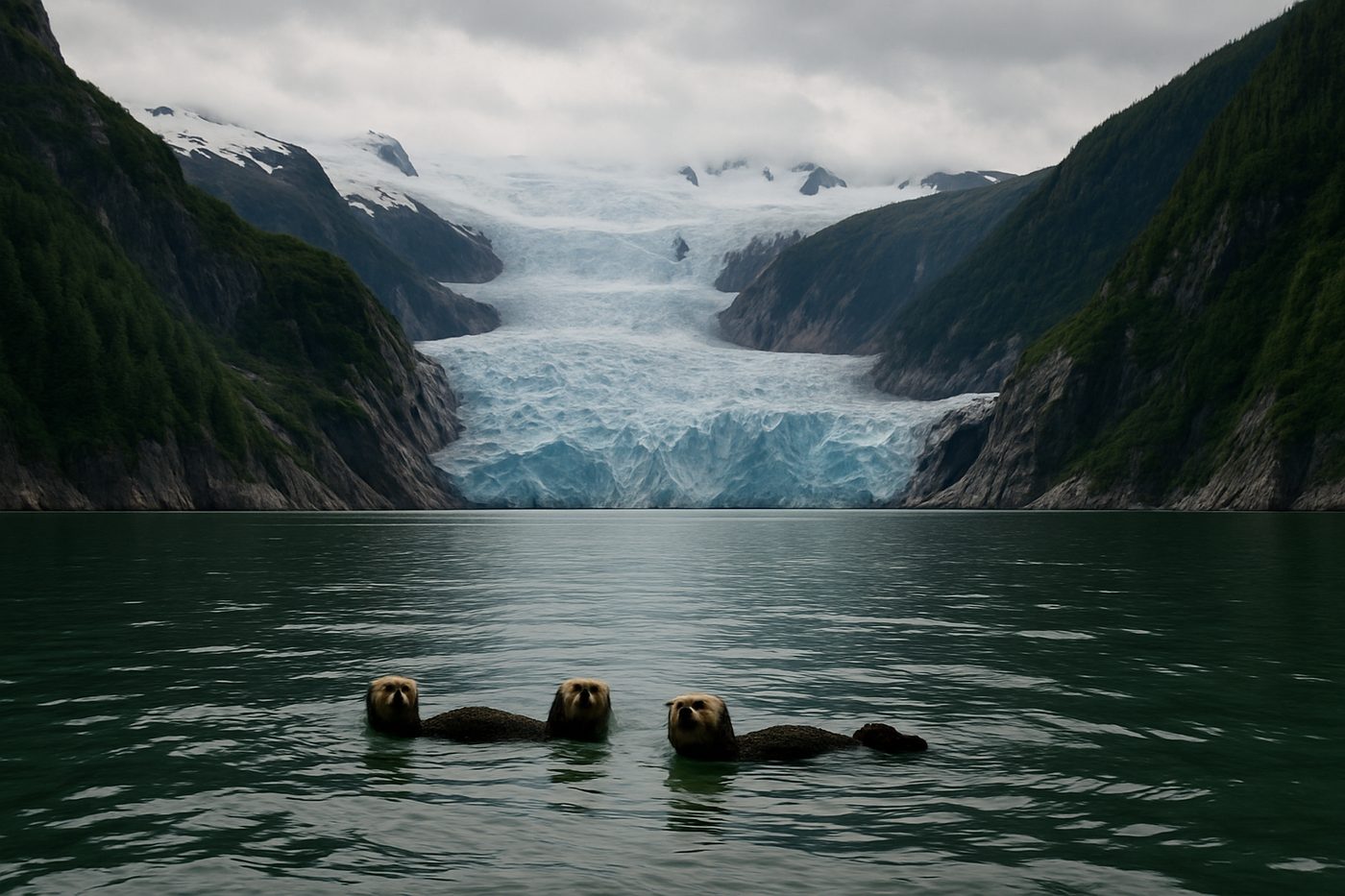 Glacier descending into a fjord at Kenai Fjords National Park