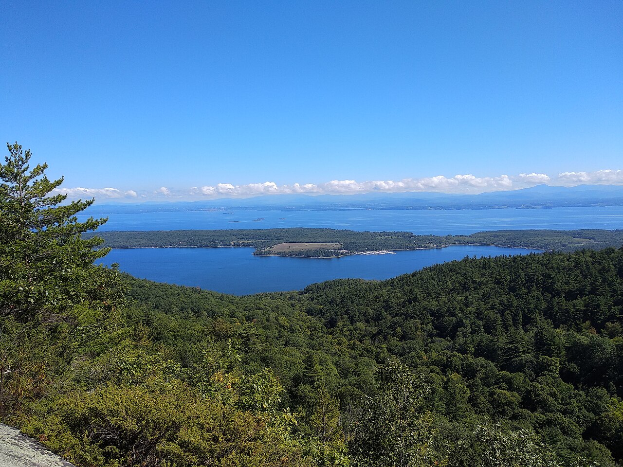 Lake Champlain between mountains