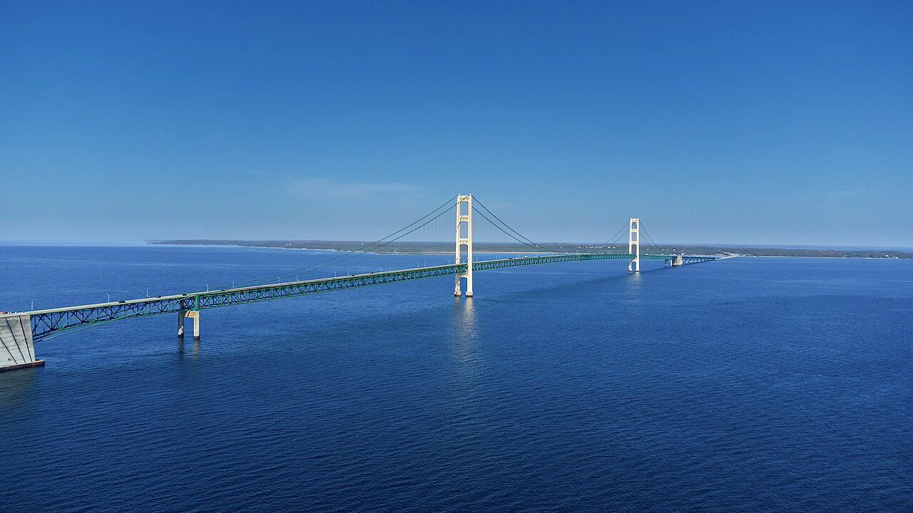 The Mackinac Bridge across the Straits of Mackinac