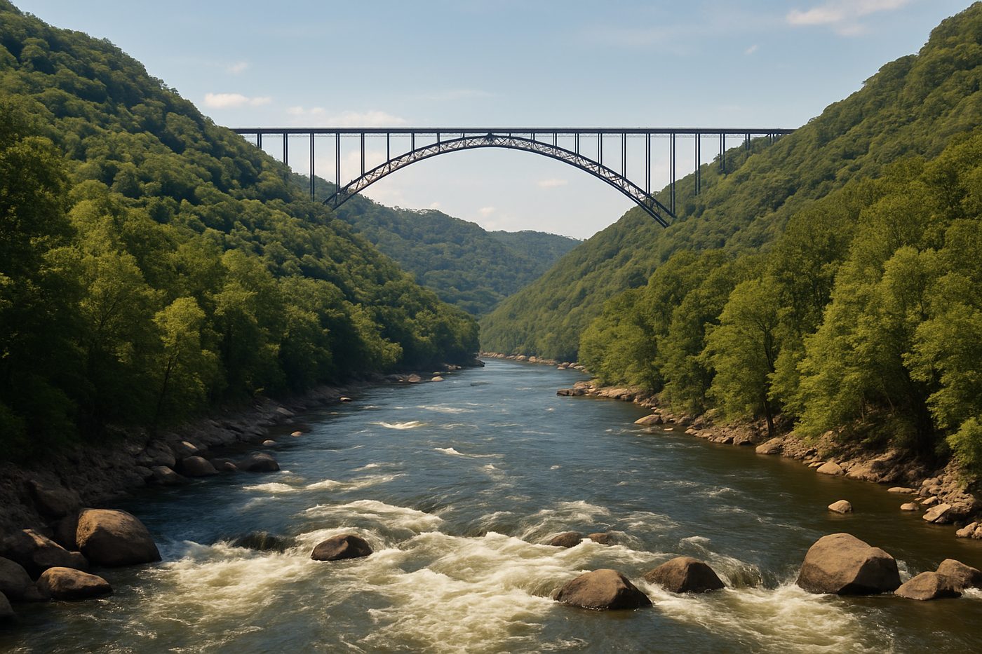 The New River Gorge with the arch bridge in the distance