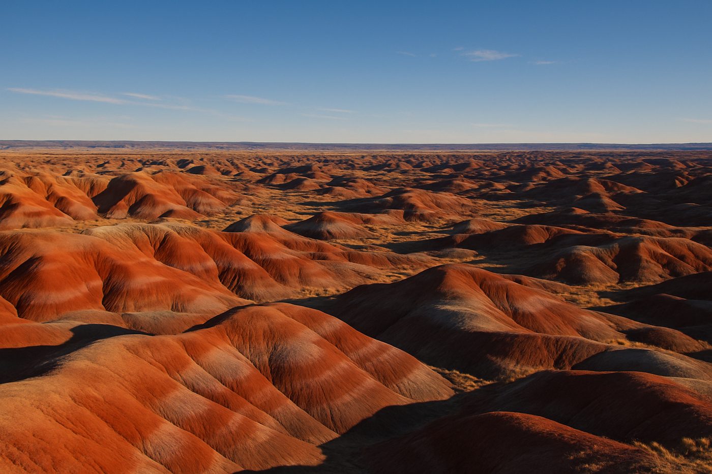 Banded red and lavender badlands of the Painted Desert