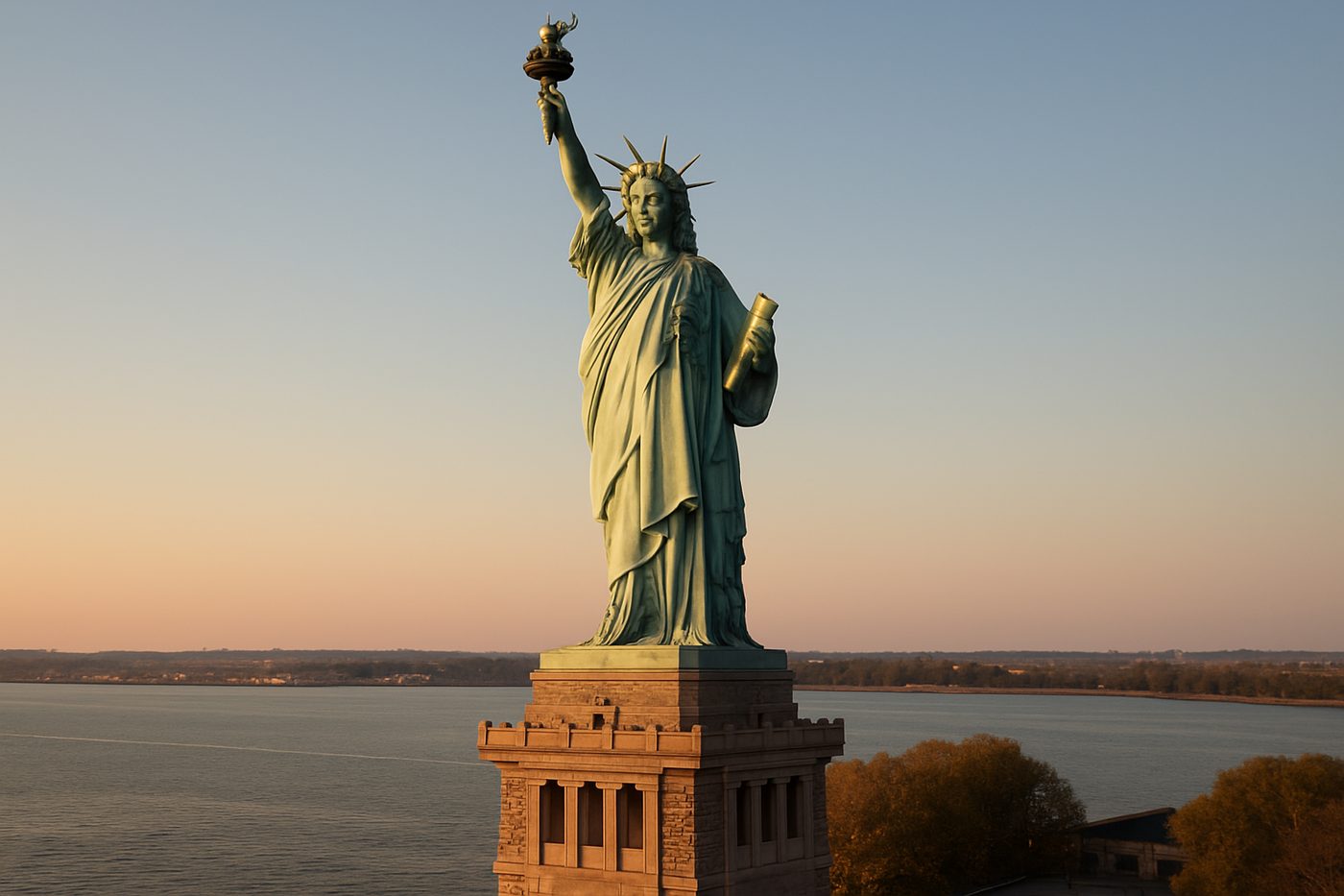The Statue of Liberty in New York Harbor