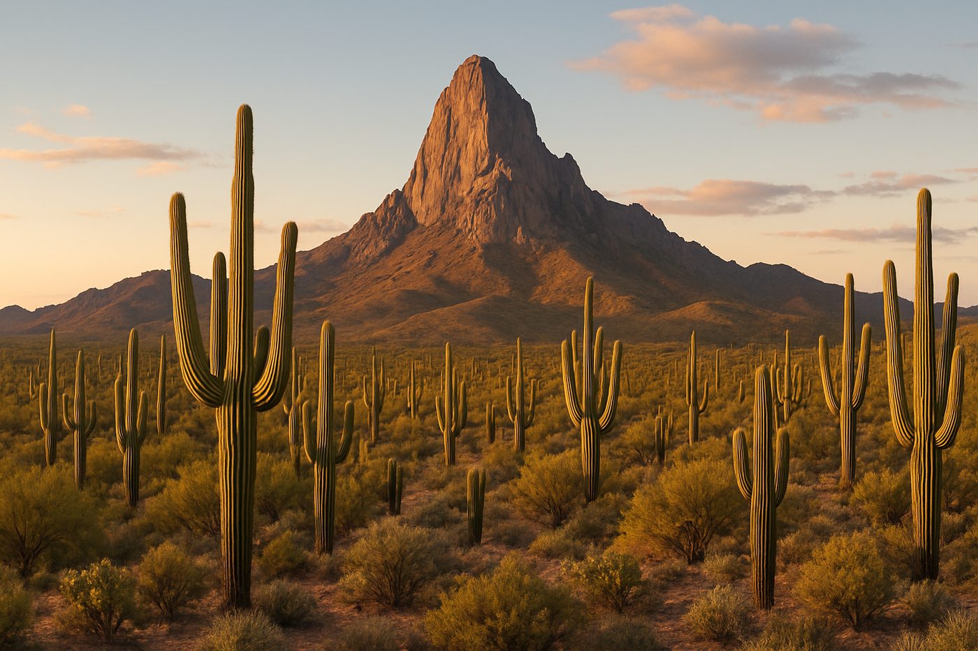 Saguaros and Baboquivari Peak on the Tohono Oʼodham Nation