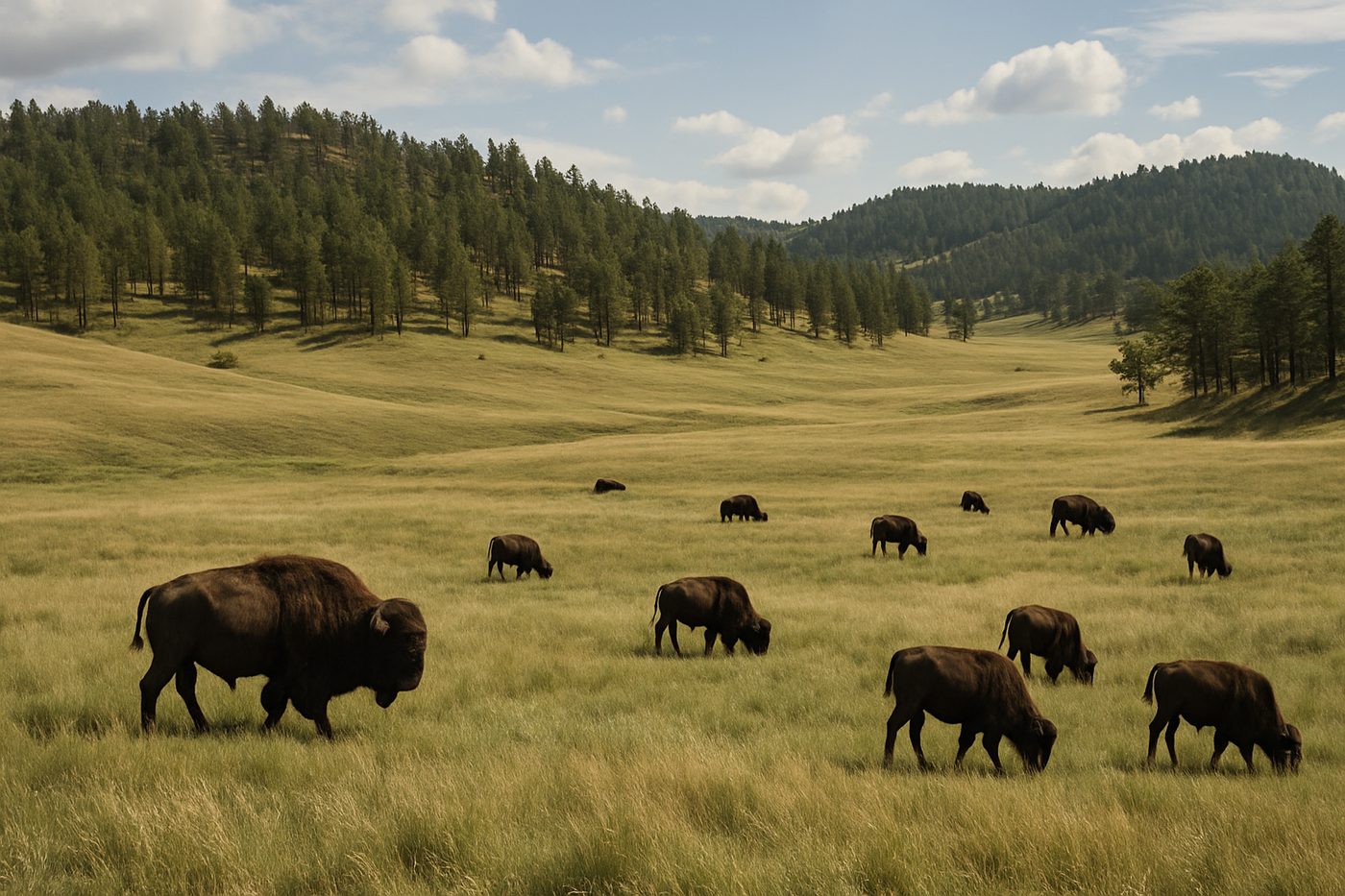 Bison on the prairie at Wind Cave National Park